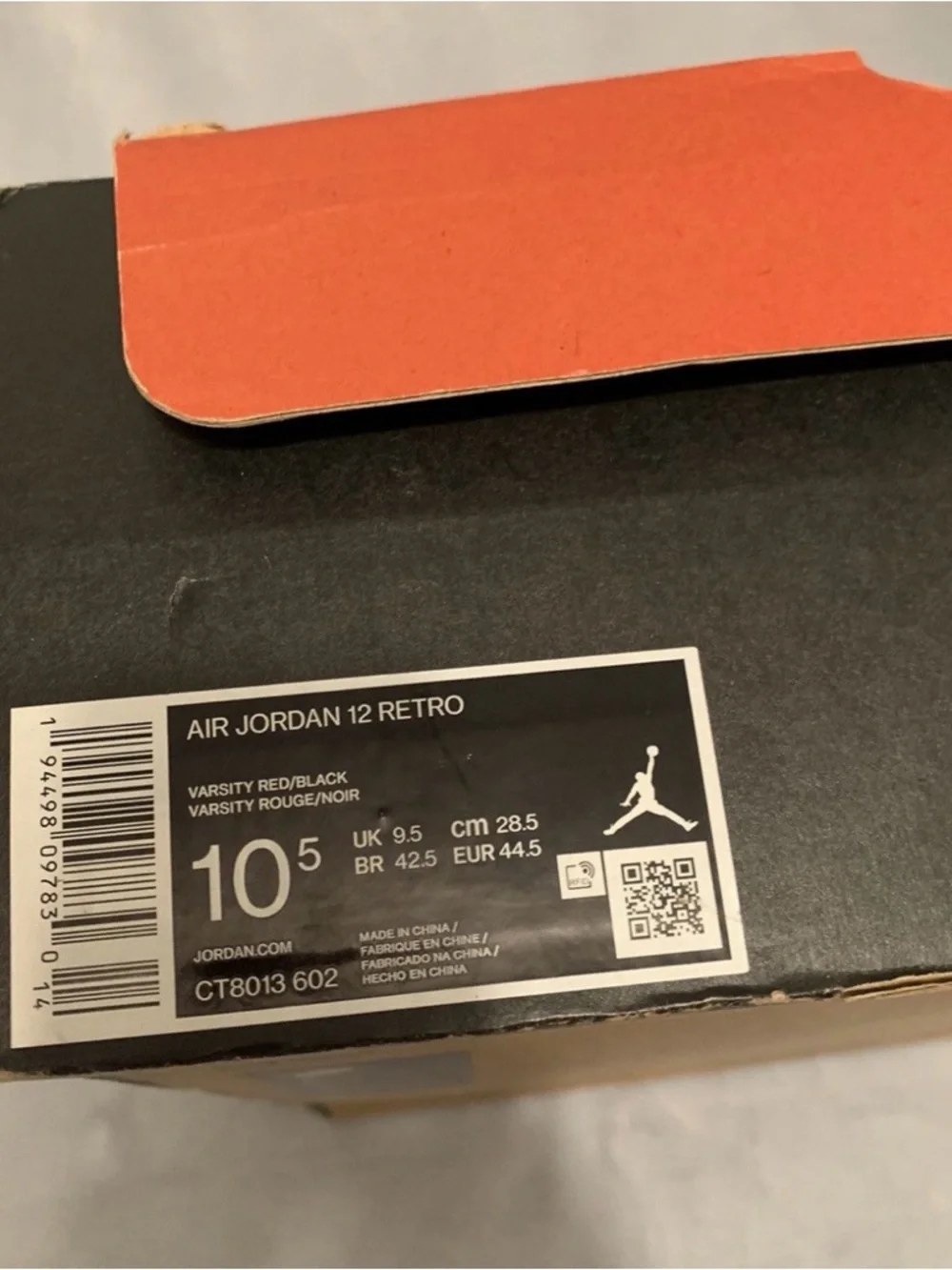 Jordan 12 Retro Reverse Flu Game 2020  Size 10.5